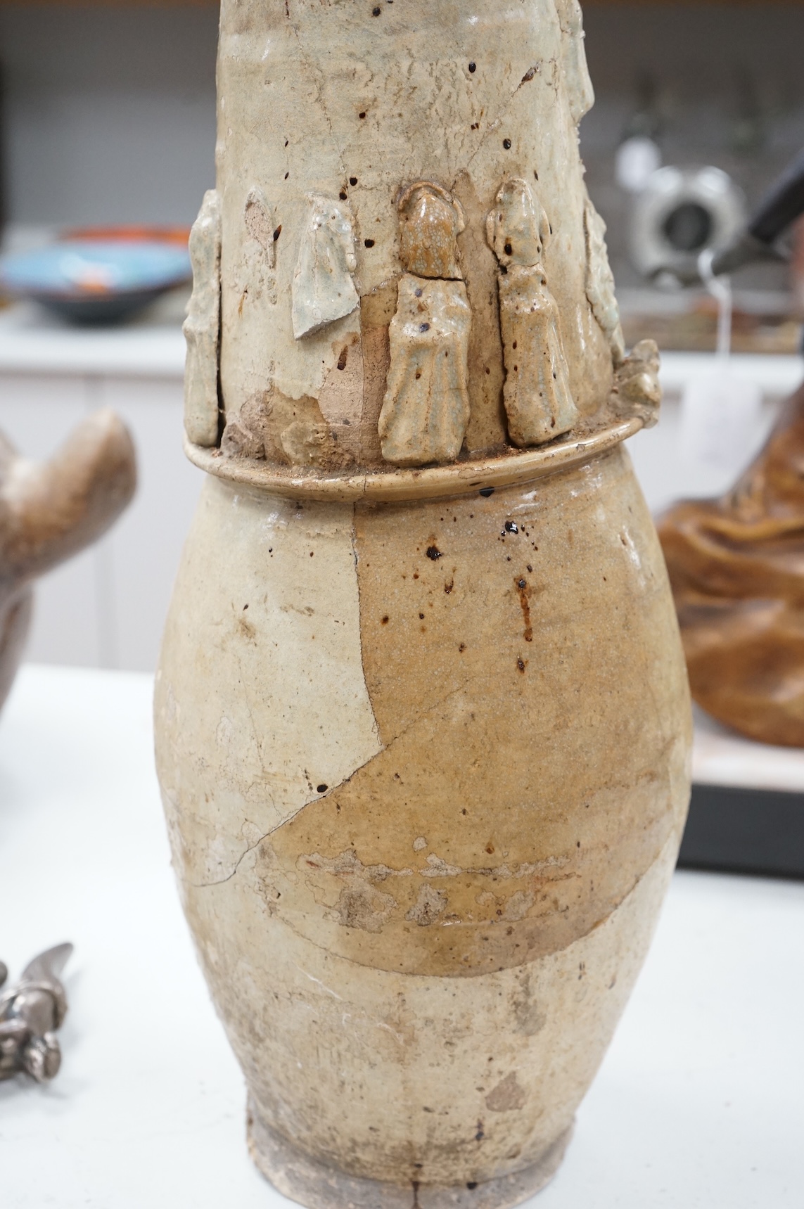 A Chinese Qingbai funerary jar, Song dynasty (a.f.), 63cm high
